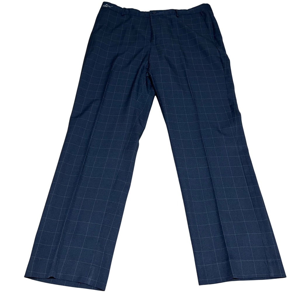 Greg Norman Golf Pants Mens 36 32 Navy Blue Windowpane Plaid Performance